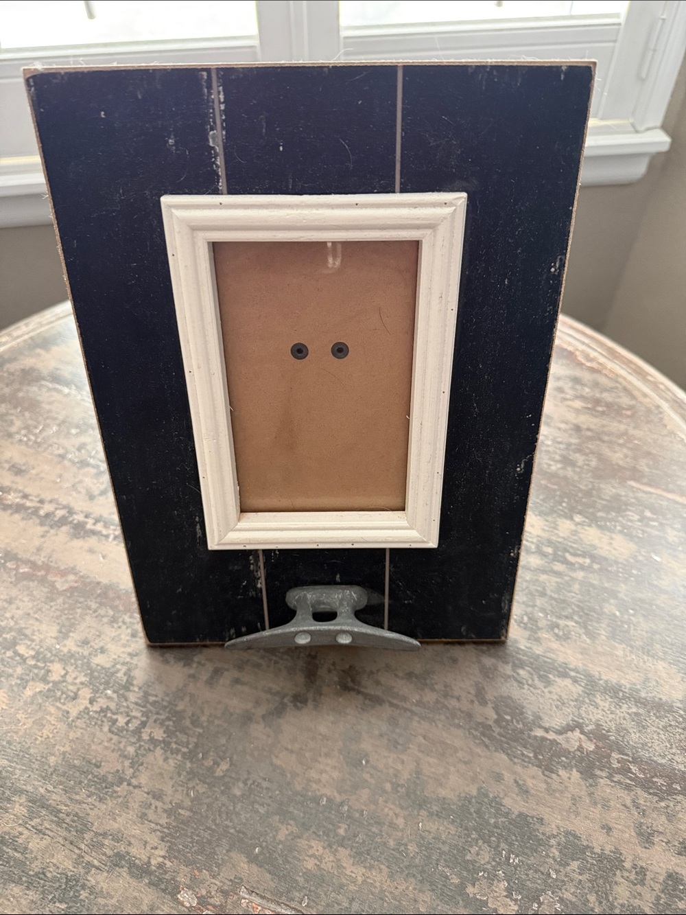 Pacifica Rustic 4x6 Black and White Wood Picture Frame with Stand and Wall Mount
